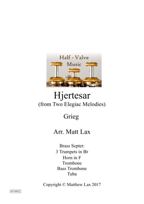 Book cover for Hjertesar from Two Elegiac Melodies (Brass Septet)