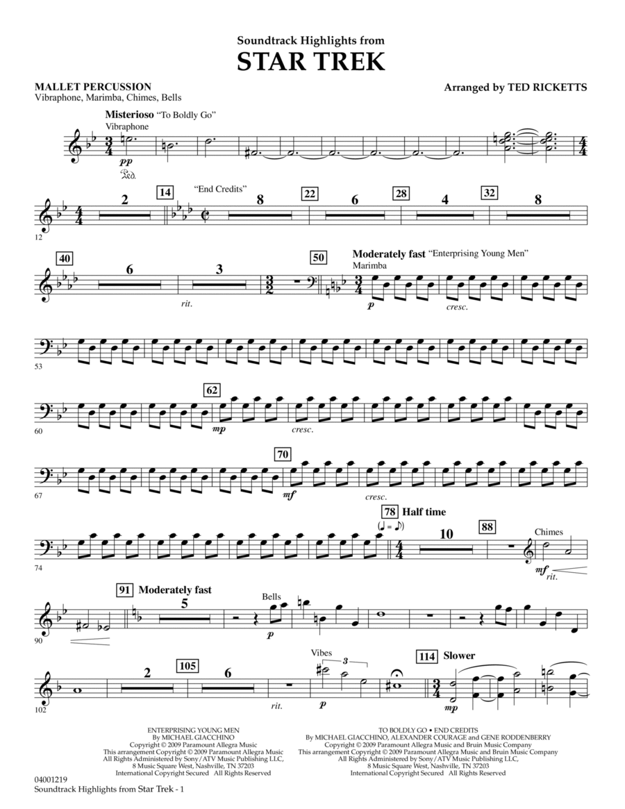 Star Trek - Soundtrack Highlights - Mallet Percussion Percussion scores gallery preview page 1