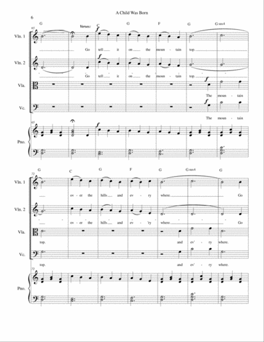 A Child Was Born - Christmas - Strings and piano with parts Chamber Orchestra scores gallery preview page 6