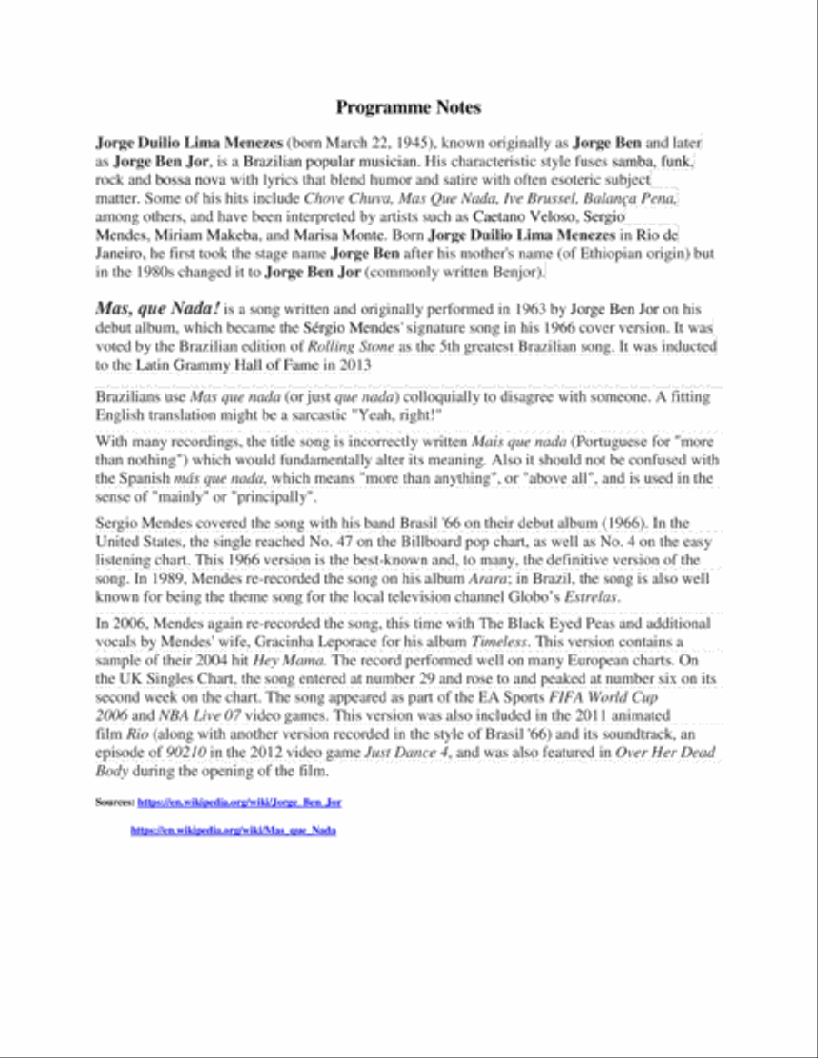 Mas Que Nada Saxophone Quartet scores gallery preview page 2