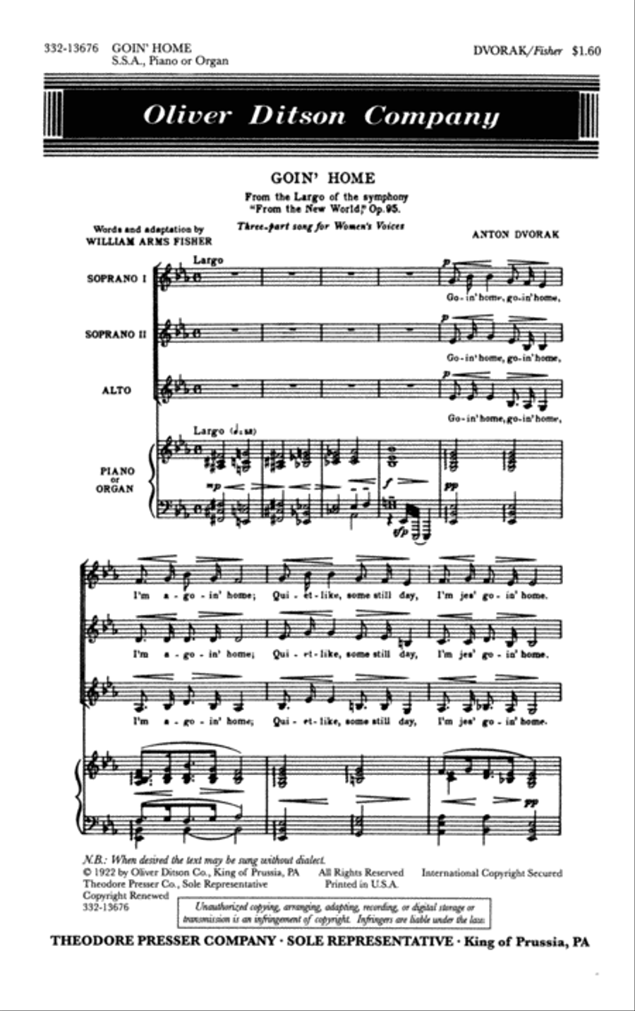 Goin' Home SSA scores gallery preview page 1