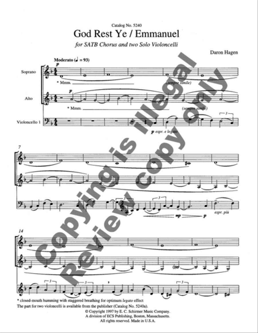 Silent Night-A Christmas Collection: God Rest Ye / Emmanuel 4-Part scores gallery preview page 6