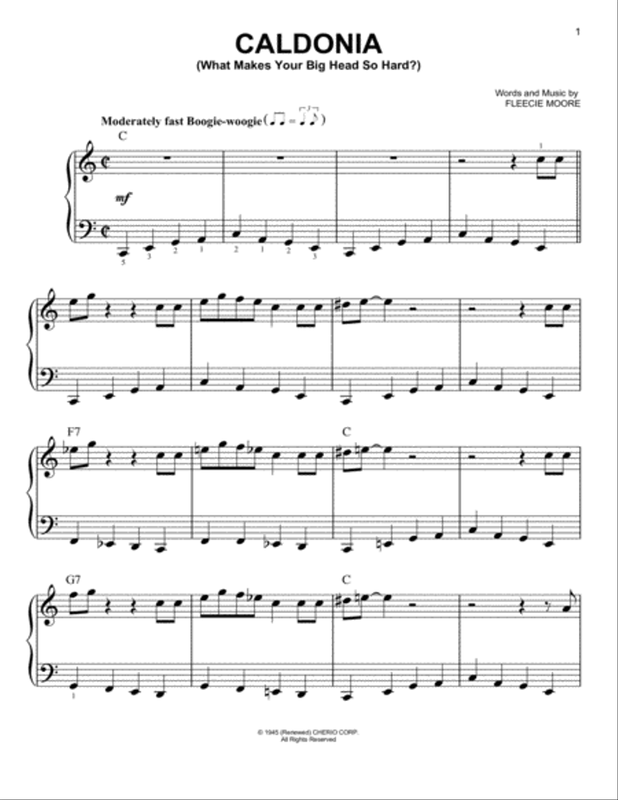 Caldonia (What Makes Your Big Head So Hard?) Easy Piano scores gallery preview page 1