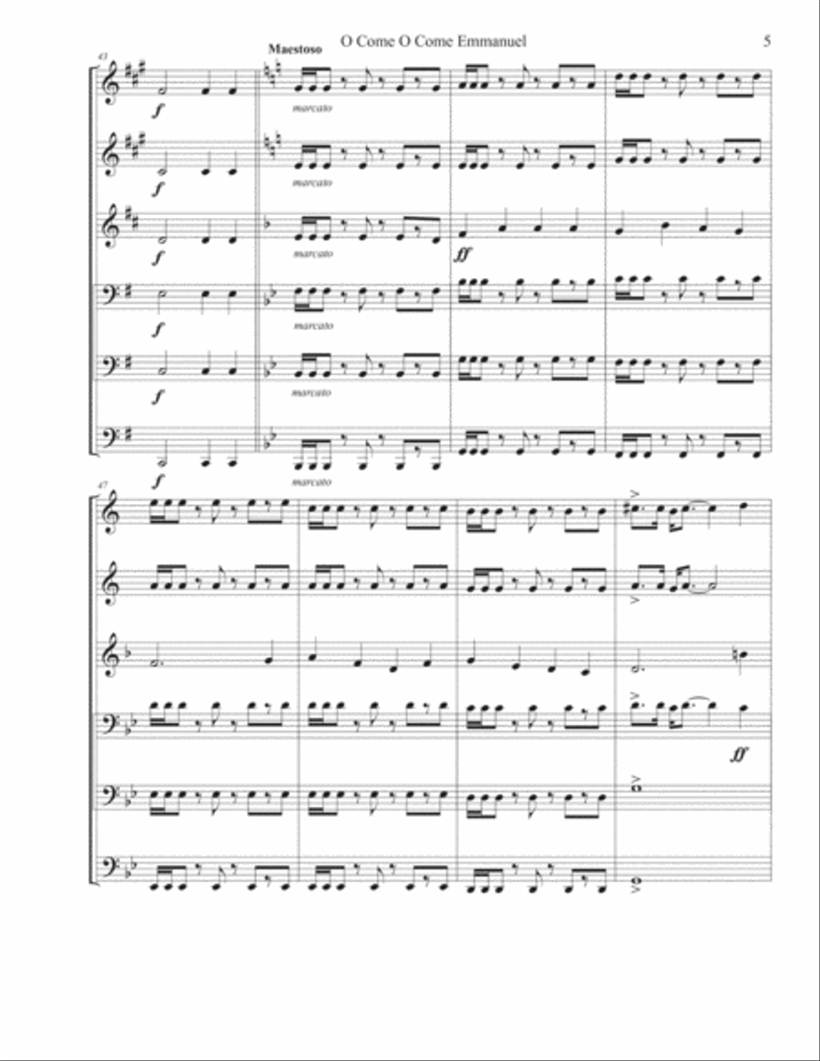 O Come O Come Emmanuel - Brass Sextet Brass Ensemble scores gallery preview page 6