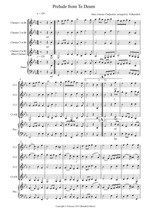 Prelude from Te Deum for Clarinet Quartet