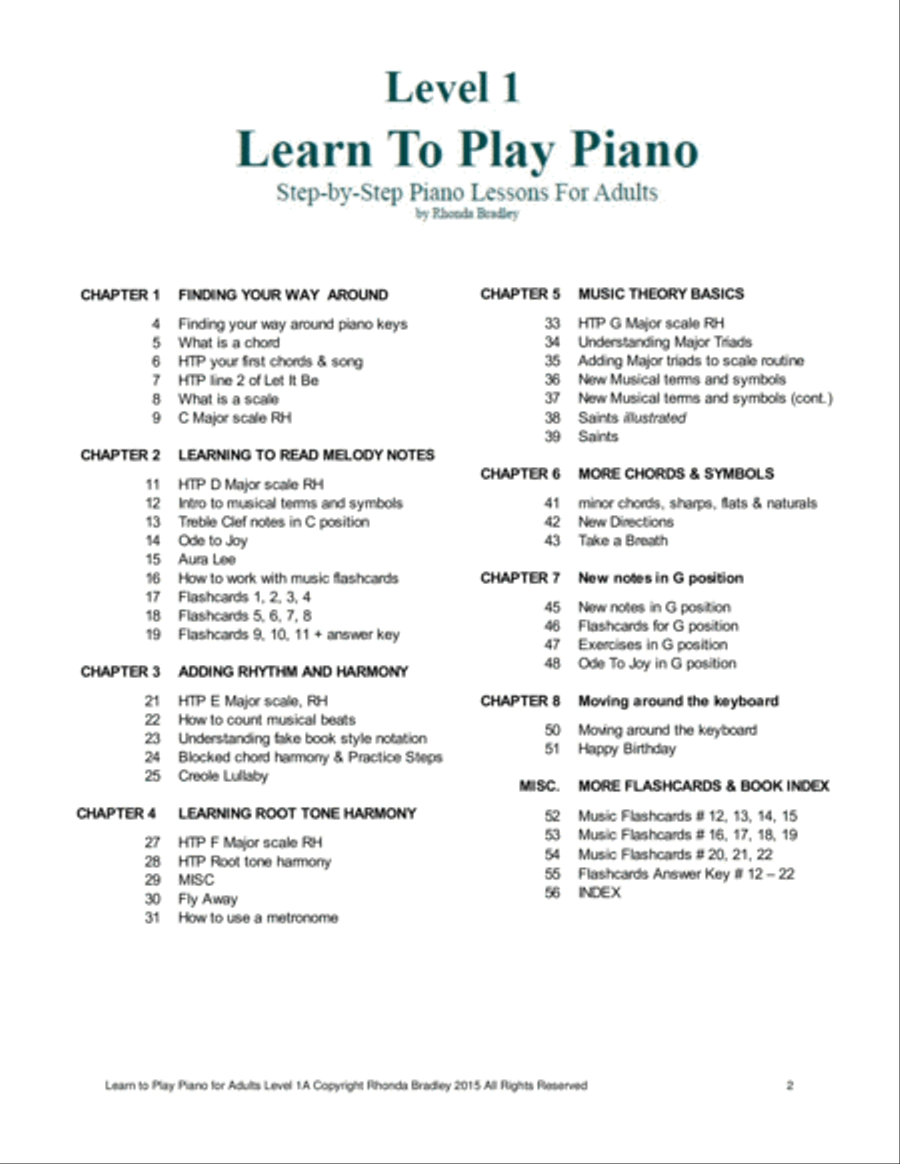 Learn to Play Piano Easy Adult piano lesson book Voice scores gallery preview page 2
