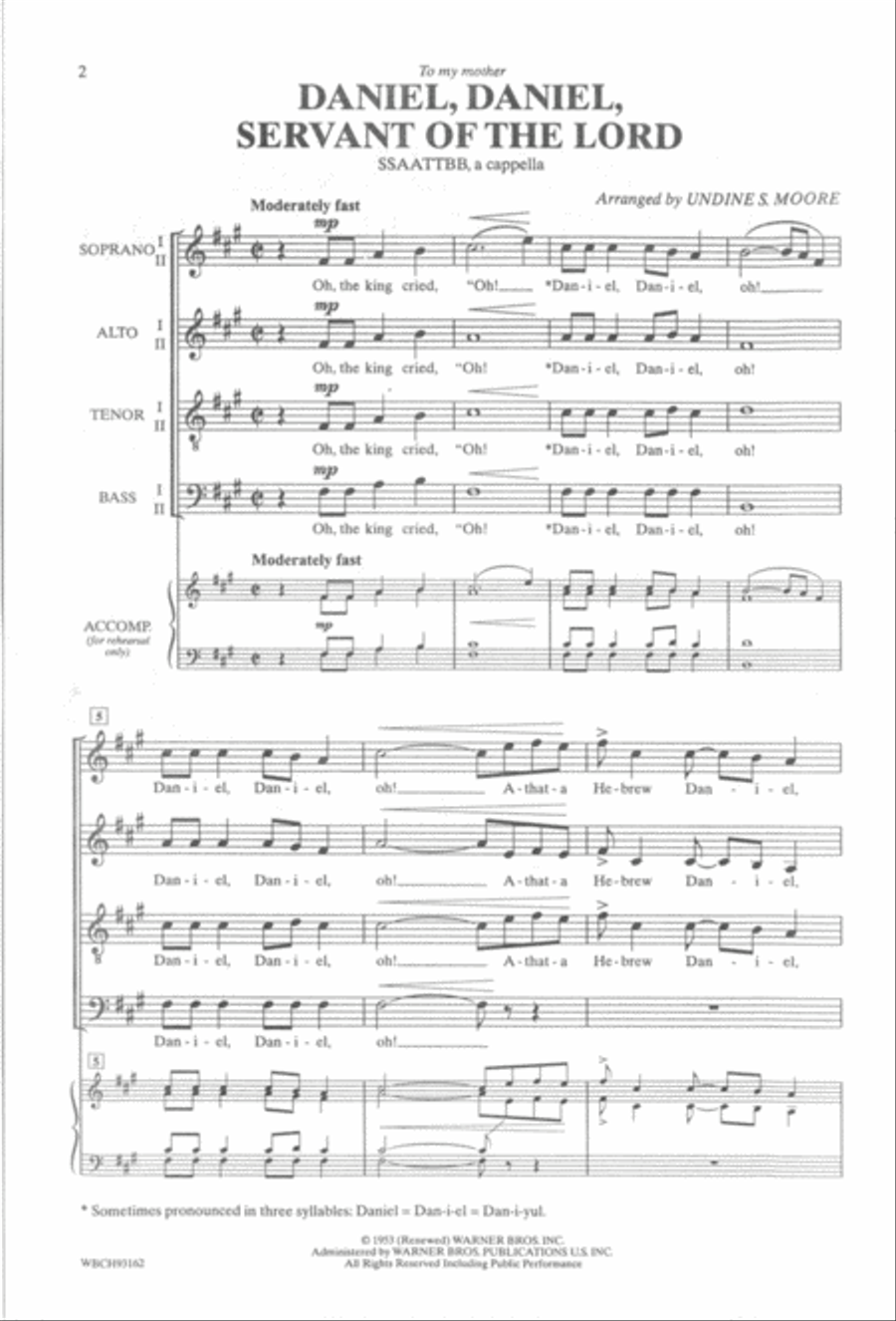 Daniel, Daniel, Servant of the Lord 4-Part scores gallery preview page 2