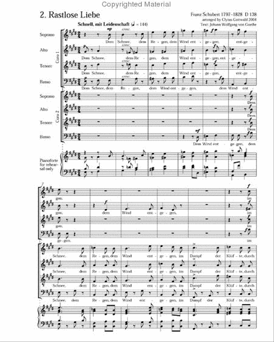 Schubert/Gottwald: Rastlose Liebe; An den Mond Choir scores gallery preview page 2