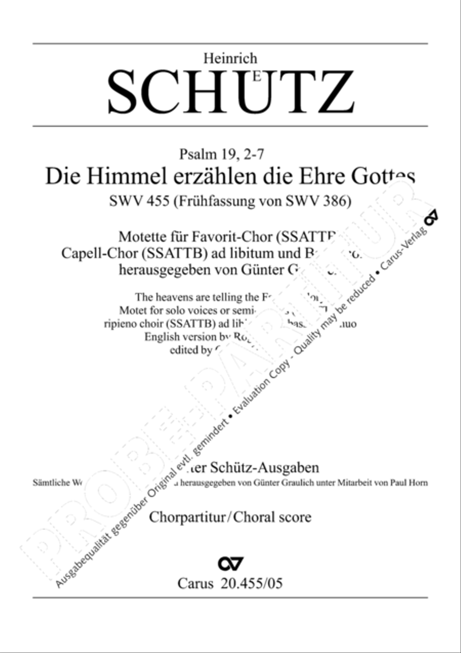 The heavens are telling the Father's glory (Die Himmel erzahlen die Ehre Gottes) Choir scores gallery preview page 2