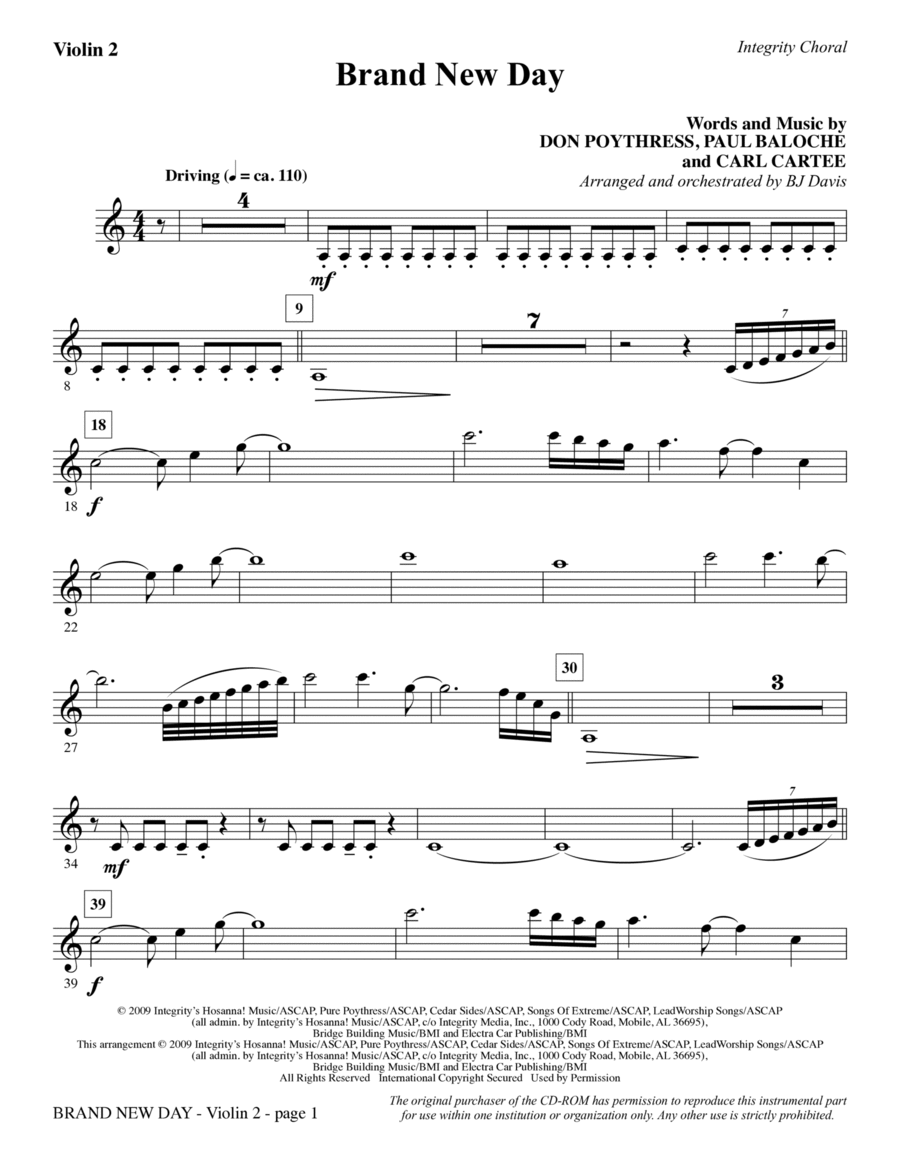 Brand New Day - Violin 2 Choir scores gallery preview page 1