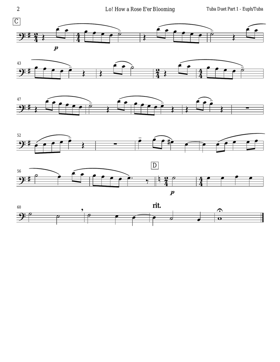 Lo! How a Rose E'er Blooming (Tuba Duet) Brass Duet scores gallery preview page 5