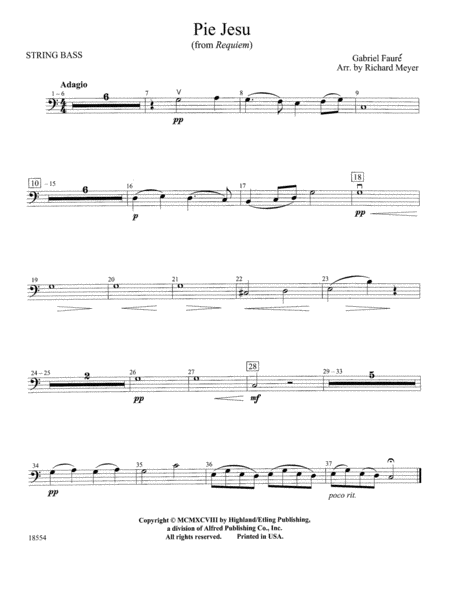 Pie Jesu from "Requiem": String Bass