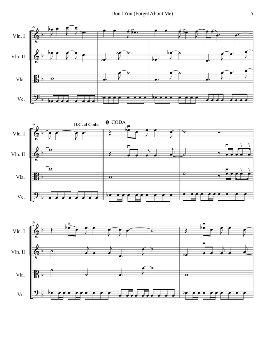 Don't You (forget About Me) String Quartet scores gallery preview page 6