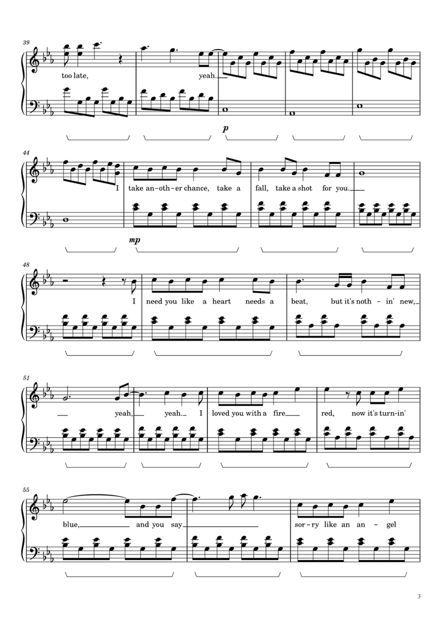 Apologize Apologize Easy Piano scores gallery preview page 3