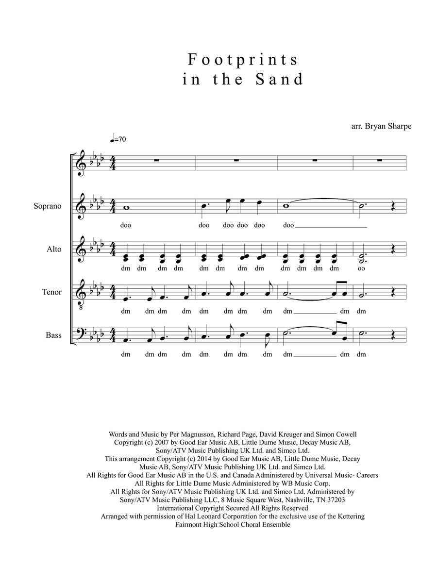 Footprints In The Sand 4-Part scores gallery preview page 1
