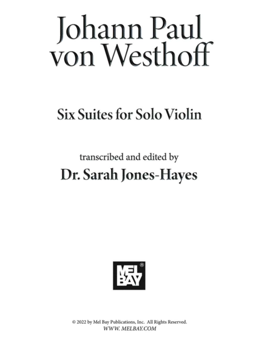 Johann Paul von Westhoff Six Suites for Solo Violin