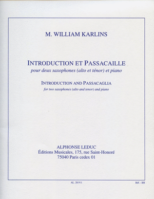 Book cover for Introduction Et Passacaille (saxophones 2)