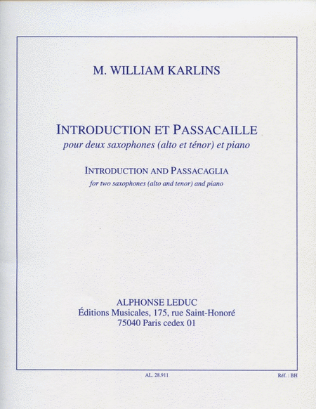 Introduction Et Passacaille (saxophones 2) Saxophone - Sheet Music