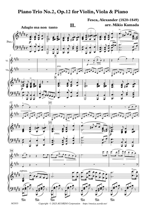 Piano Trio No.2, Op.12, II. Adagio ma non tanto for Violin, Viola & Piano