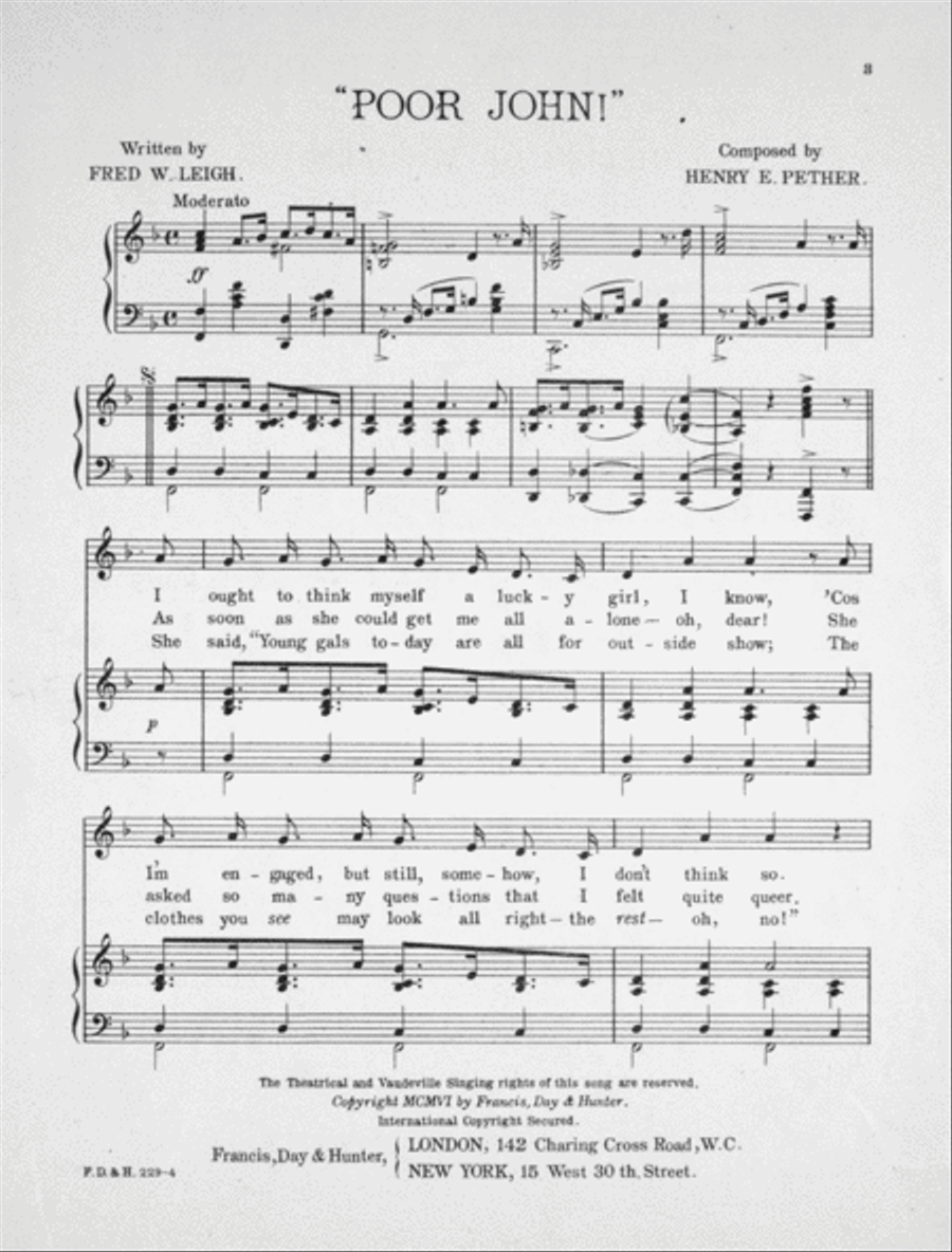 Poor John! Vesta Victoria's New Songs Voice scores gallery preview page 2