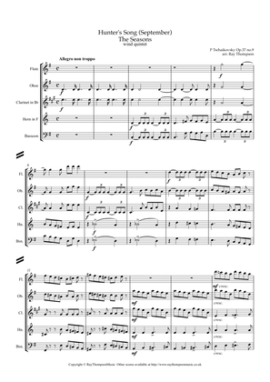 Tchaikovsky: The Seasons Op.37a No.9 September (Hunter's Song) - wind quintet