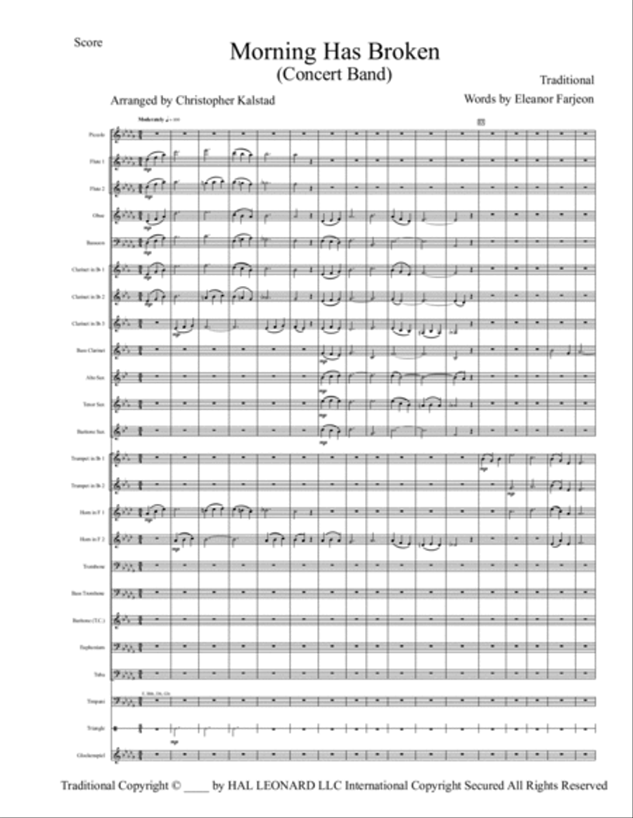 Morning Has Broken - Score Only Concert Band scores gallery preview page 3