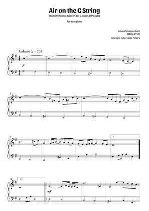 Air on the G string (easy piano – G major – clean sheet music)