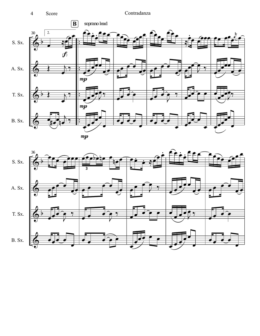 Contradanza Saxophone Quartet scores gallery preview page 5