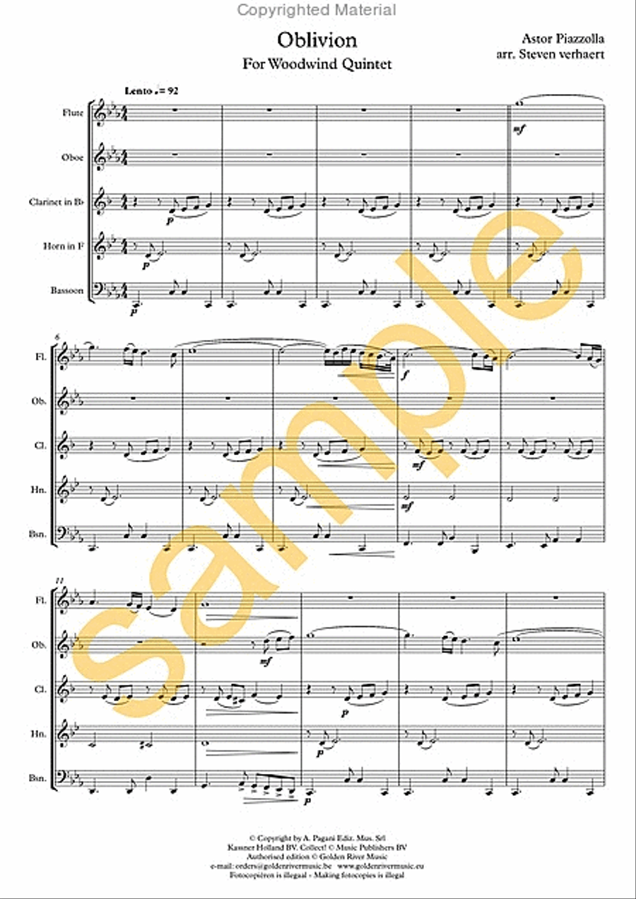 Oblivion Woodwind Quintet scores gallery preview page 2