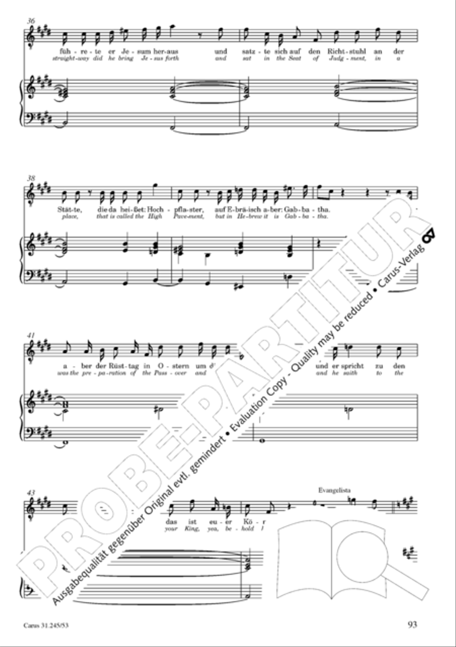 St. John Passion (Johannes-Passion) 4-Part scores gallery preview page 94