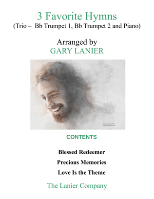Book cover for 3 FAVORITE HYMNS (Trio - Bb Trumpet 1, Bb Trumpet 2 & Piano with Score/Parts)