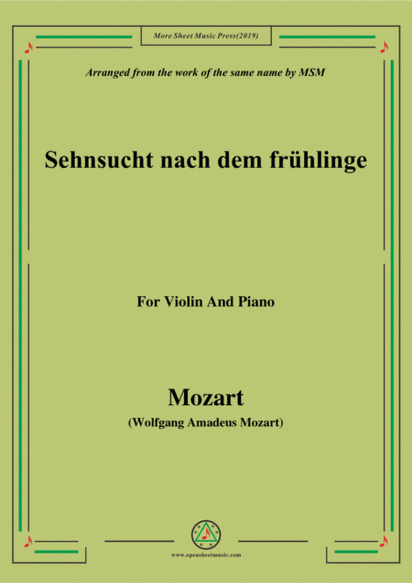 Mozart-Sehnsucht nach dem frühlinge,for Violin and Piano image number null