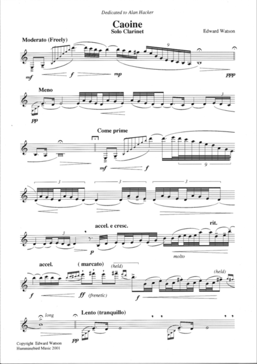 Caoine Caoine Clarinet Solo scores gallery preview page 2