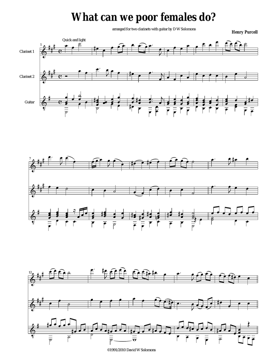 What can we poor females do for 2 clarinets and guitar Clarinet Duet scores gallery preview page 4