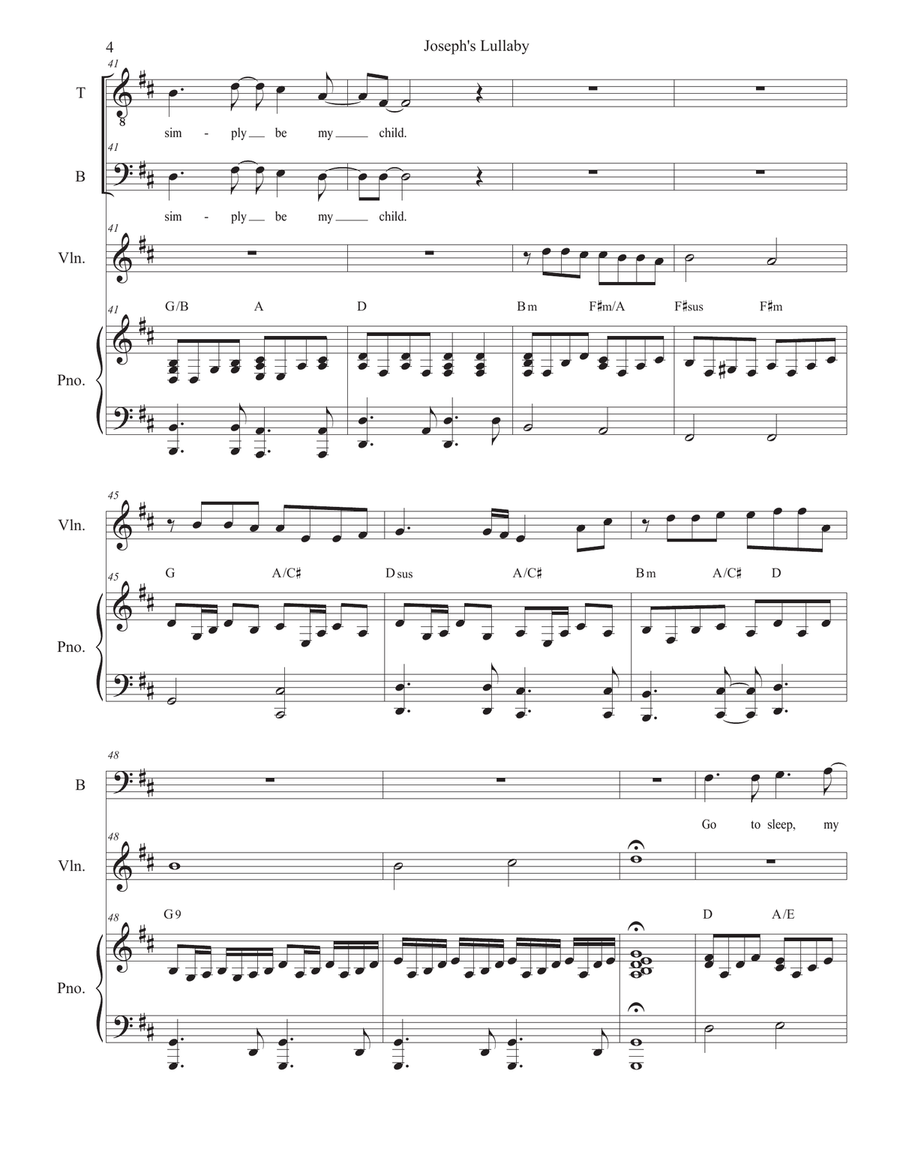 Joseph's Lullaby Tenor Voice scores gallery preview page 4