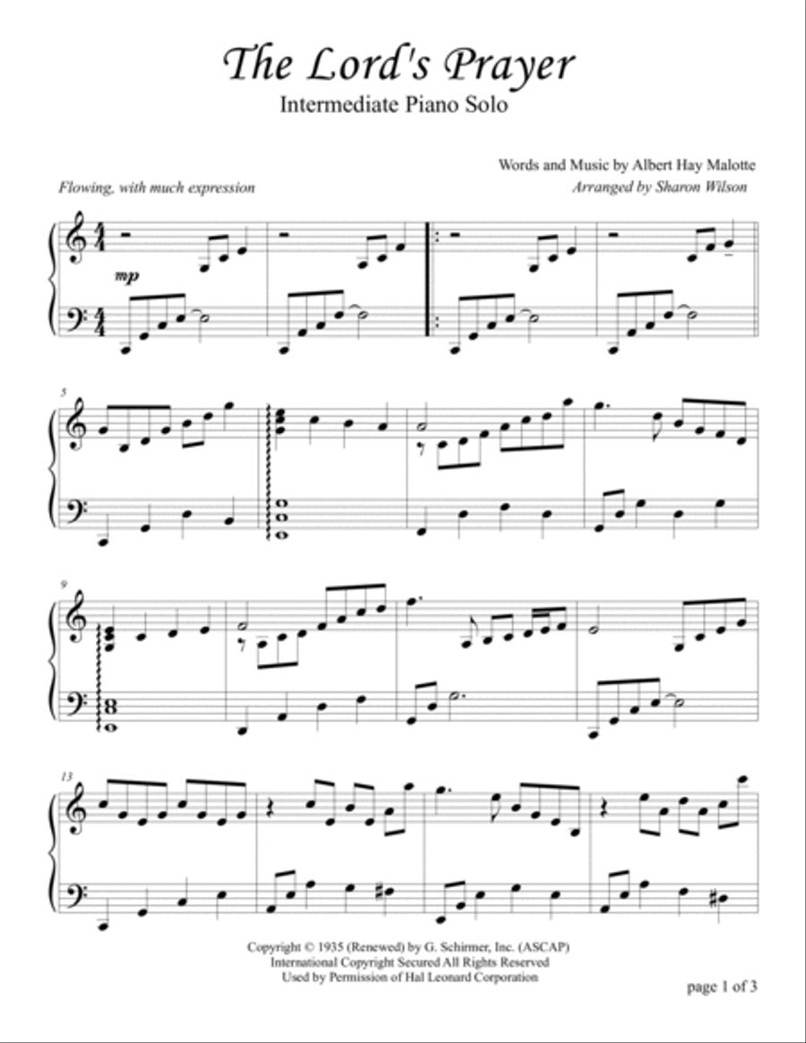 The Lord's Prayer Piano Solo scores gallery preview page 2