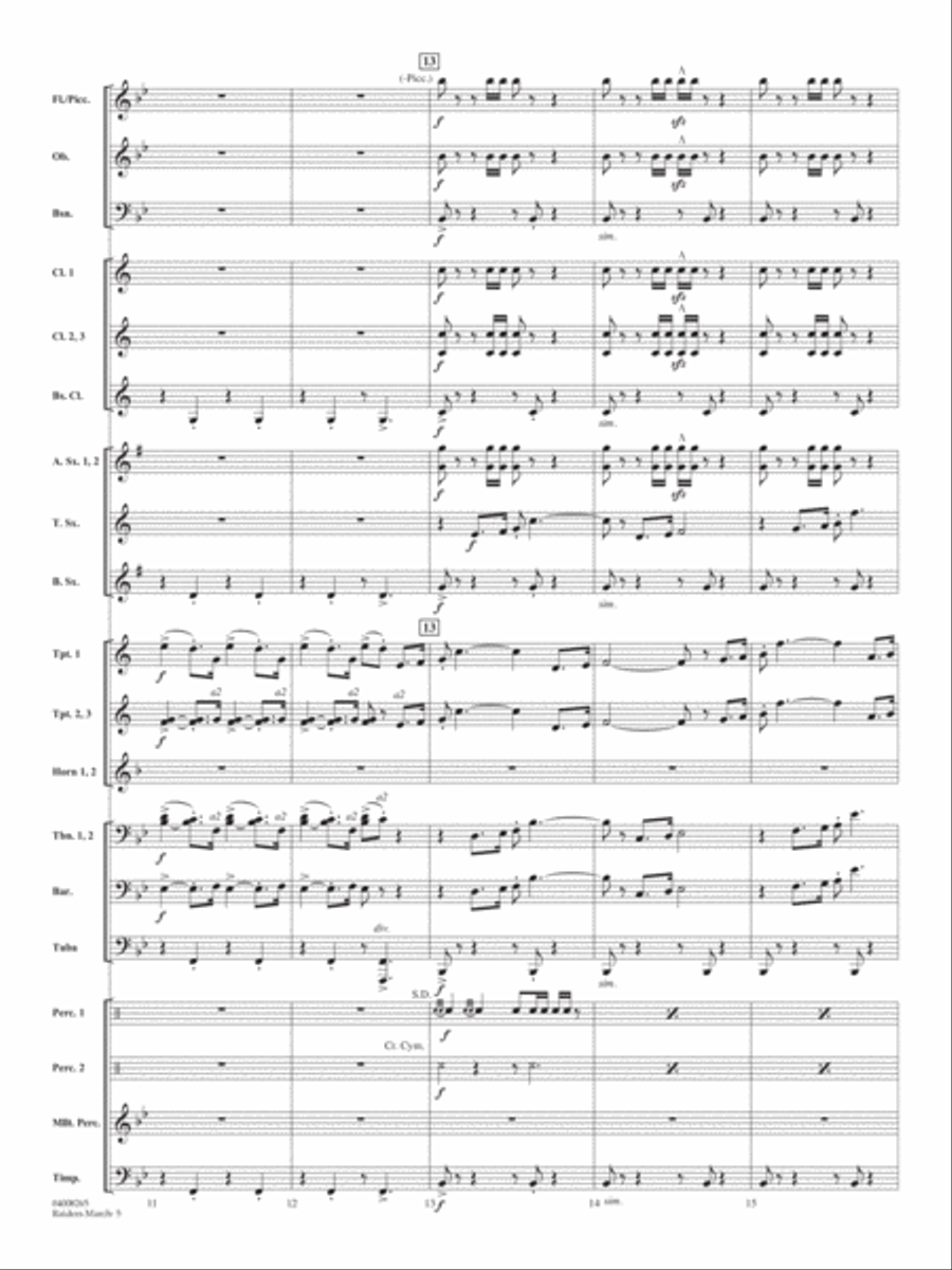 Raiders March (from Raiders Of The Lost Ark) (arr. Jay Bocook) - Conductor Score (Full Score) Concert Band scores gallery preview page 4
