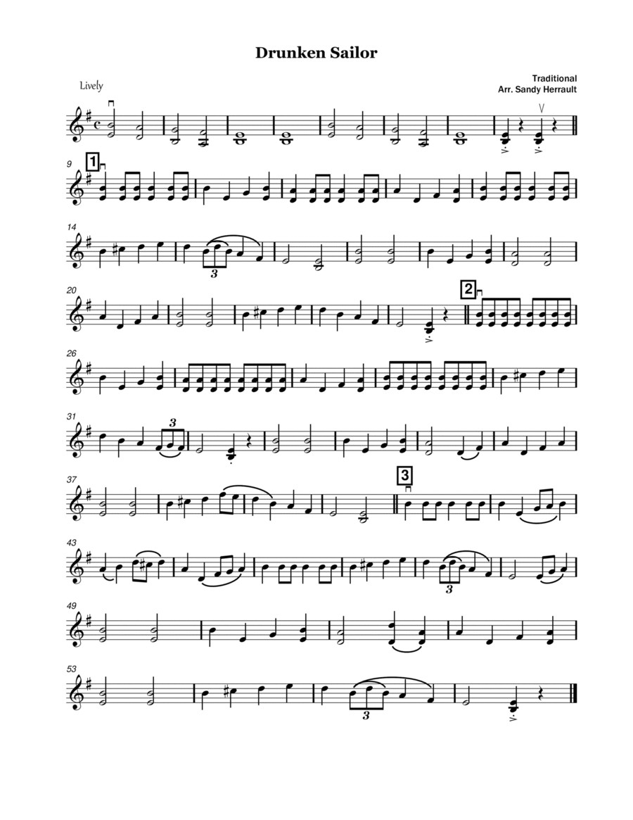 Drunken Sailor, For Solo Violin/Fiddle Violin Solo scores gallery preview page 1