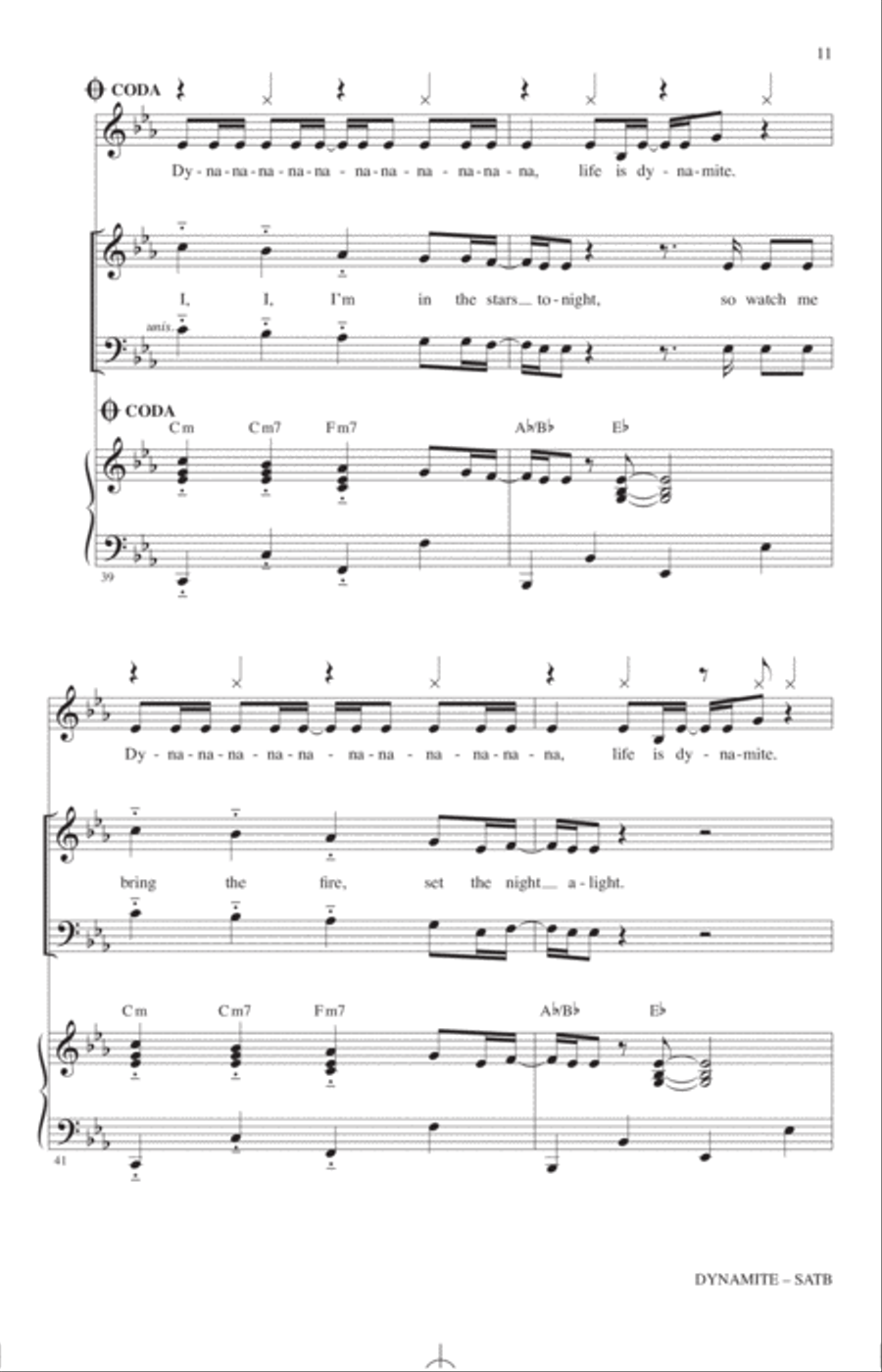 Dynamite (arr. Roger Emerson) 4-Part scores gallery preview page 10