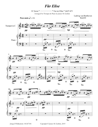 Beethoven: Für Elise for Trumpet & Piano