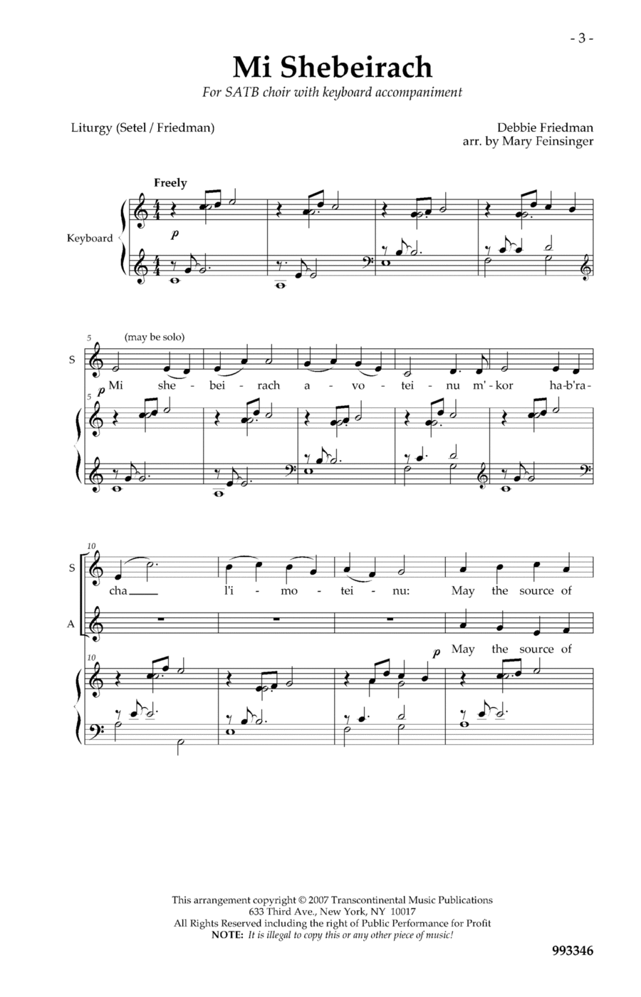 Mi Shebeirach 4-Part scores gallery preview page 1