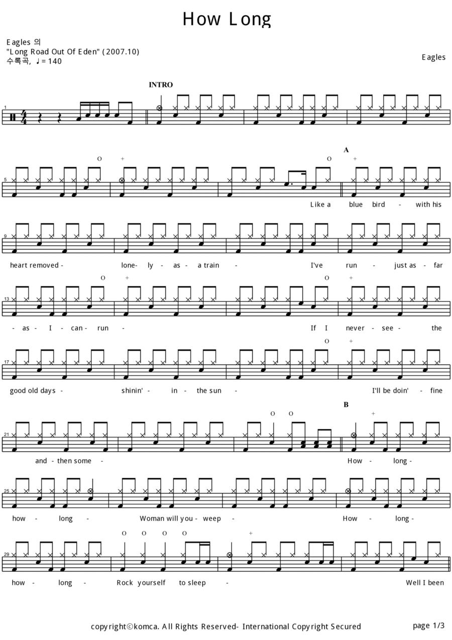 How Long How Long Drum Set scores gallery preview page 1
