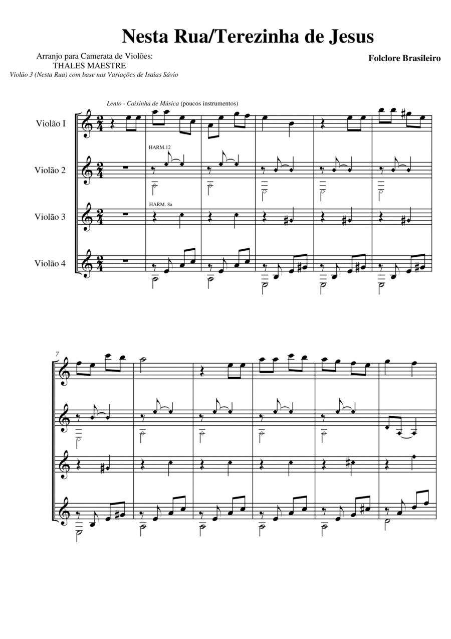 Nesta Rua / Terezinha de Jesus Guitar Ensemble scores gallery preview page 1