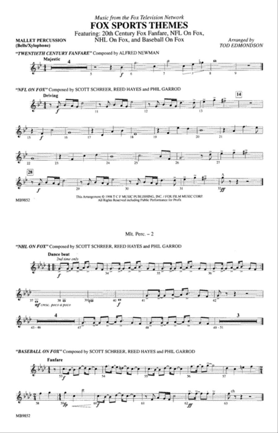 Fox Sports Themes: Mallets Marching Band scores gallery preview page 1