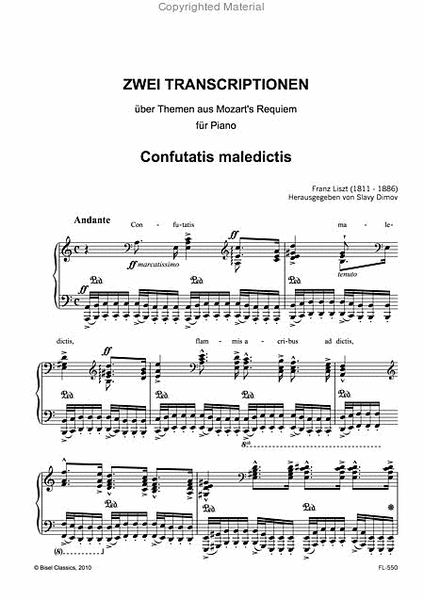 Zwei Transkriptionen uber Mozart's Requiem, S.550 Confutatis maledictis Lacrymosa