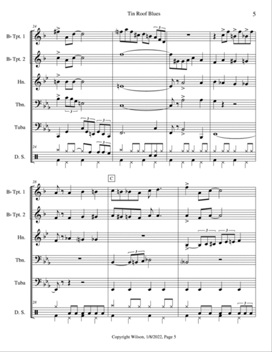 Tin Roof Blues Brass Quintet scores gallery preview page 6