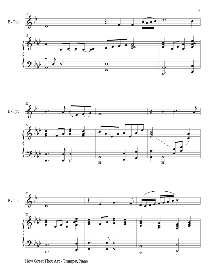 HOW GREAT THOU ART (For Bb Trumpet and Piano with Score\Part) Chamber Music scores gallery preview page 4