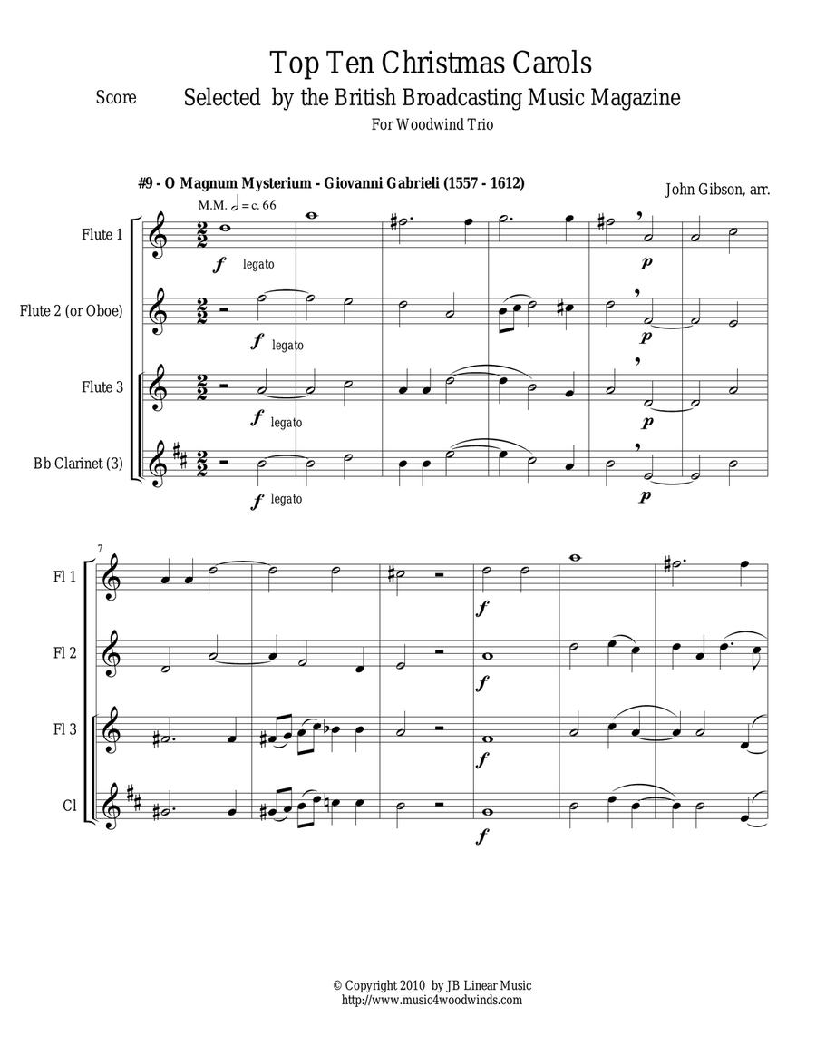 O Magnum Mysterium - Gabrieli - for woodwind trio Woodwind Trio scores gallery preview page 1