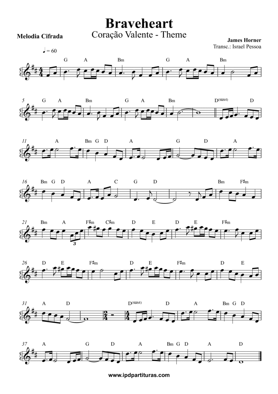 Braveheart Piano scores gallery preview page 1