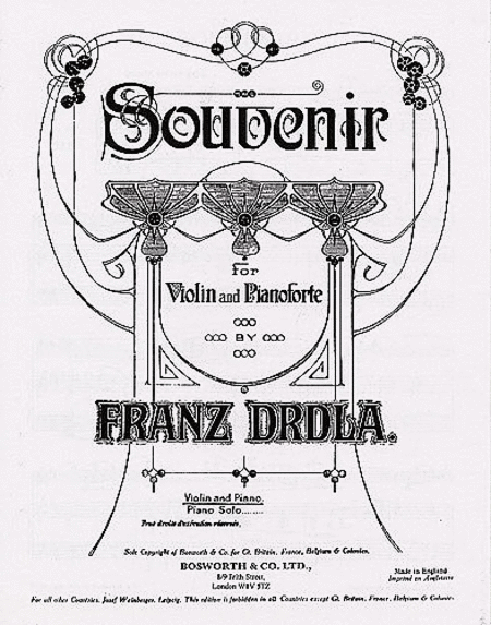 Franz Drdla: Souvenir For Violin And Piano
